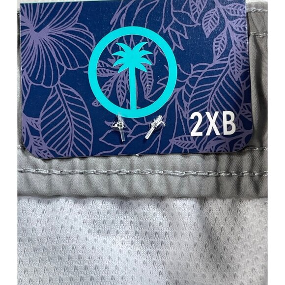 Trinity Coast Size 2XB Swim Trunks color block gray and black 9" Inseam Elastic - Picture 8 of 12